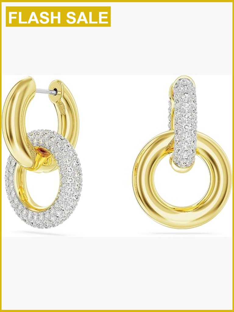 Crystal Hoop Earrings Interlocking Gold-Tone Set